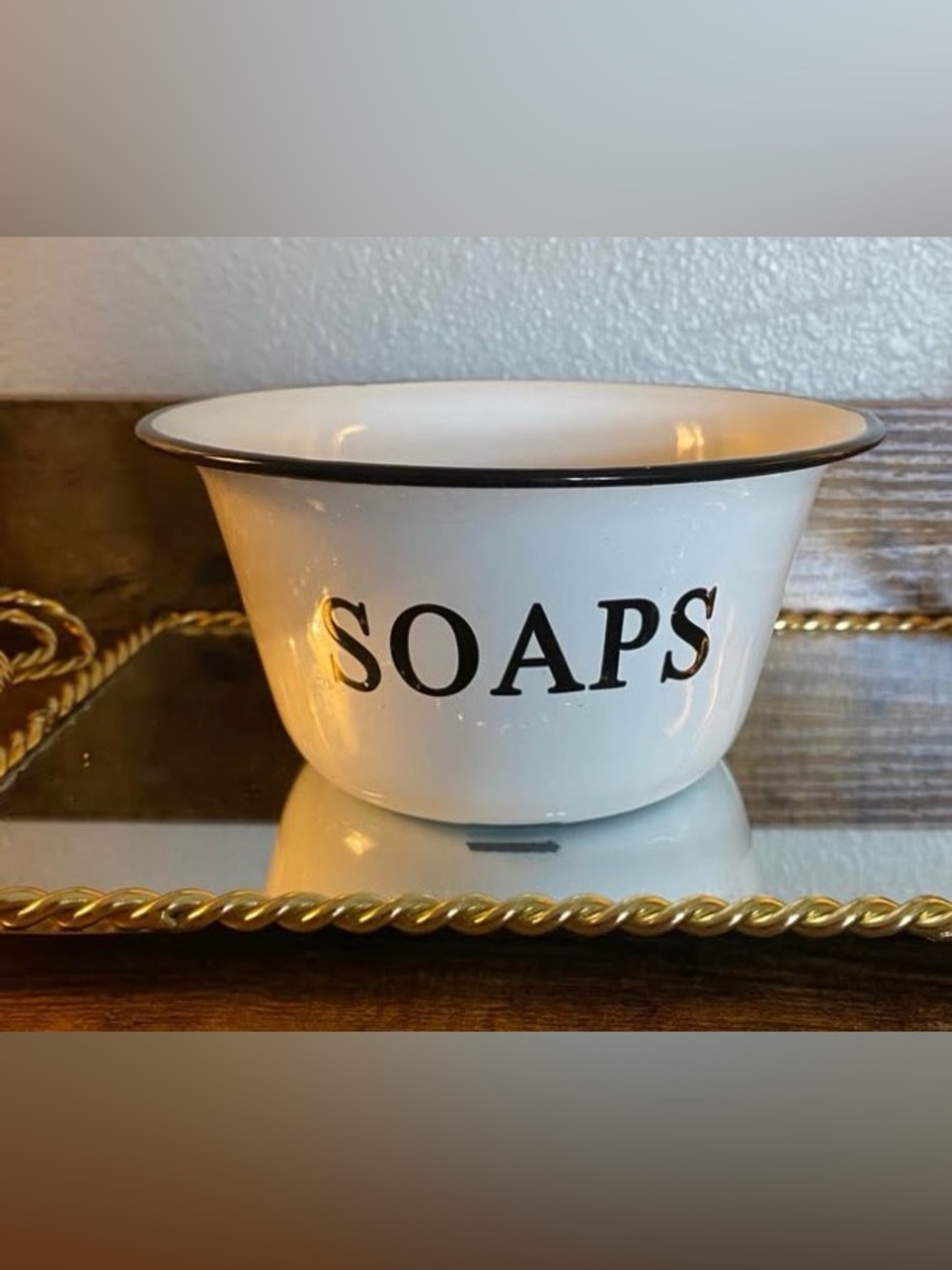 FARMHOUSE White Enamel 'SOAPS' Holder